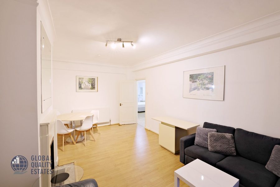 Living room looking towards the balcony doors